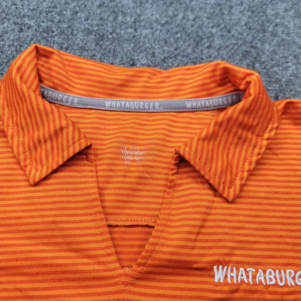 Whataburger Employee Uniform Polo Shirt Orange White Striped Mens Small Medium
